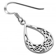 Drop Shape Celtic Knot Sterling Silver Earrings - ep331